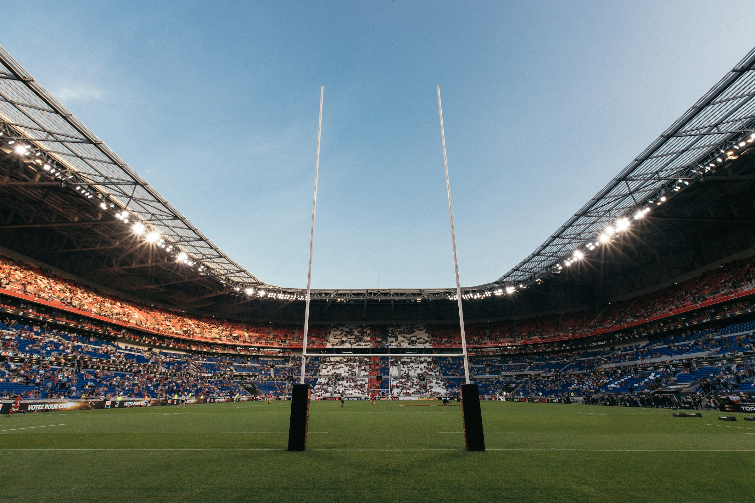 Empty stadium under lights